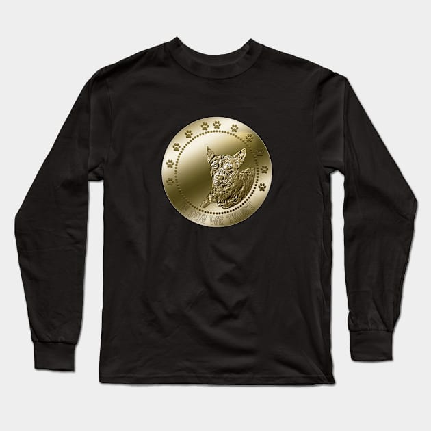 Funny Australian Cattle Dog Crypto Coin Art Long Sleeve T-Shirt by JollyMarten